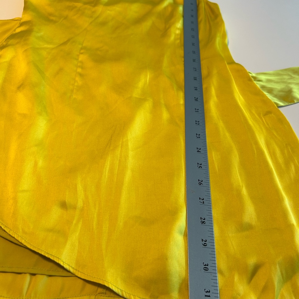 LOVERS + FRIENDS Karen Faux Wrap Skinny Strap One Shoulder,Chartreuse Mini, Sz S - Picture 9 of 12